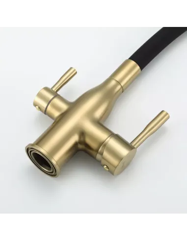 Змішувач для кухні Frap F4396-3 із підключенням до фільтру, із гнучким виливом, чорний золото.