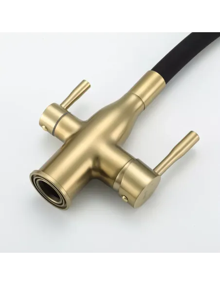 Смеситель для кухни Frap F4396-3 с подключением к фильтру, с гибким изливом, черный золото