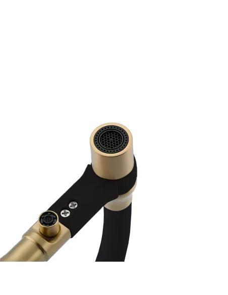 Змішувач для кухні Frap F4397-3 із підключенням до фільтру, із гнучким виливом, чорний золото.