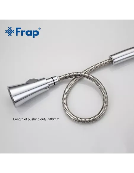 Змішувач для кухні Frap F6052 з висувним виливом, 2 режими, хром