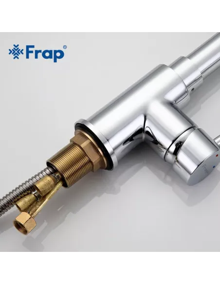 Змішувач для кухні Frap F6052 з висувним виливом, 2 режими, хром