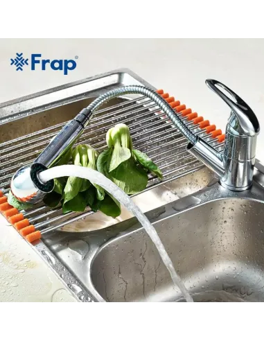 Змішувач для кухні Frap F6003 з висувним виливом, хром