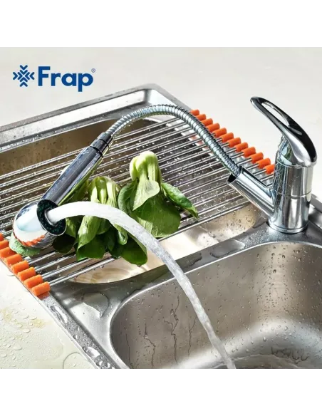 Змішувач для кухні Frap F6003 з висувним виливом, хром