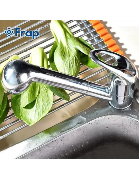 Змішувач для кухні Frap F6003 з висувним виливом, хром