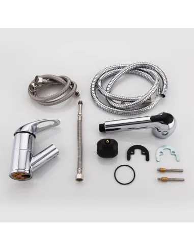 Змішувач для кухні Frap F6003 з висувним виливом, хром