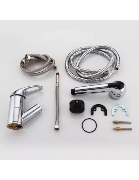 Змішувач для кухні Frap F6003 з висувним виливом, хром