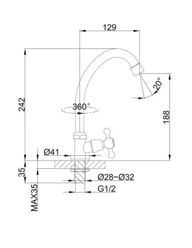 Монокран для умивальника Frap F4108, хром