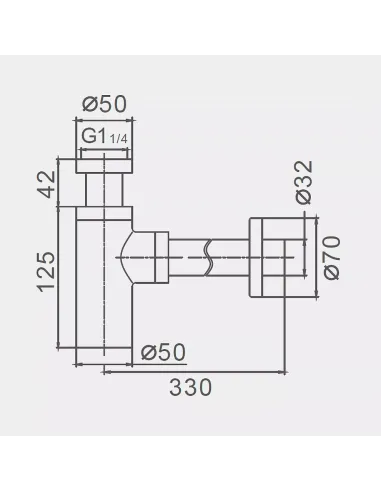 Сифон для раковины Frap F82-9, 1 1/4 дюйма, серый, цилиндрический