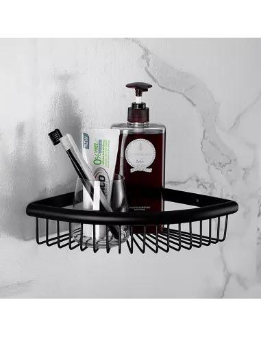 Полиця для ванної Frap F352-6, кутова, нержавіюча сталь, чорний