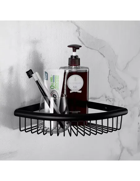 Полиця для ванної Frap F352-6, кутова, нержавіюча сталь, чорний