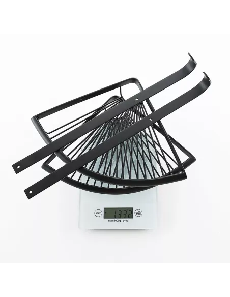 Полка для ванной Frap F352-16, двойная, угловая, нержавеющая сталь, черный, с крючками