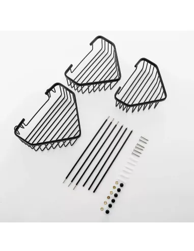 Полиця для ванної Frap F351-26, потрійна, кутова, нержавіюча сталь, чорний