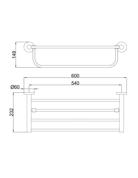 Полка для ванной Frap F30224, прямоугольная, нержавеющая сталь, черный, с держателями для полотенец
