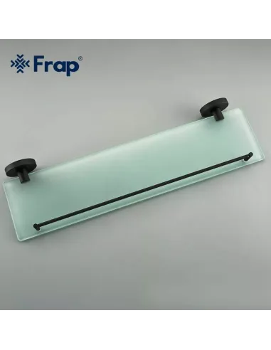 Полиця для ванної Frap F30207, нержавіюча сталь, скло, чорний