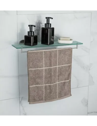 Полиця для ванної Frap F30107, нержавіюча сталь, скло, сатин