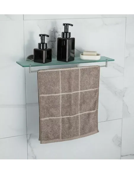 Полиця для ванної Frap F30107, нержавіюча сталь, скло, сатин