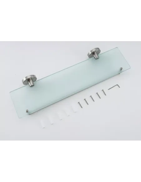 Полиця для ванної Frap F30107, нержавіюча сталь, скло, сатин