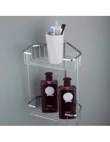 Полиця для ванної Frap F335-1, подвійна, кутова, хром