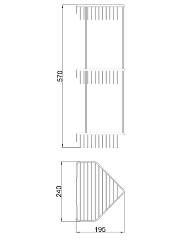 Полиця для ванної Frap F335-2, потрійна, кутова, хром