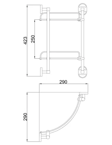Полка для ванной Frap F1907-2, двойная, угловая, хром
