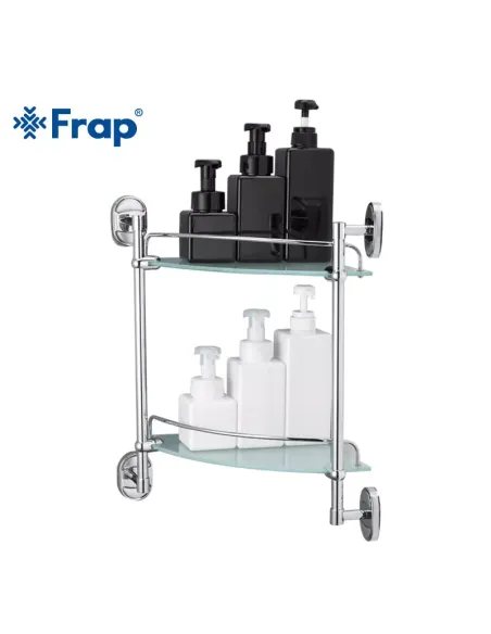 Полка для ванной Frap F1907-2, двойная, угловая, хром