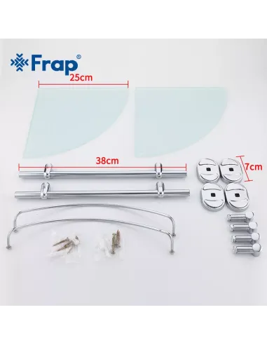 Полка для ванной Frap F1907-2, двойная, угловая, хром