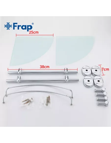 Полиця для ванної Frap F1907-2, подвійна, кутова, хром