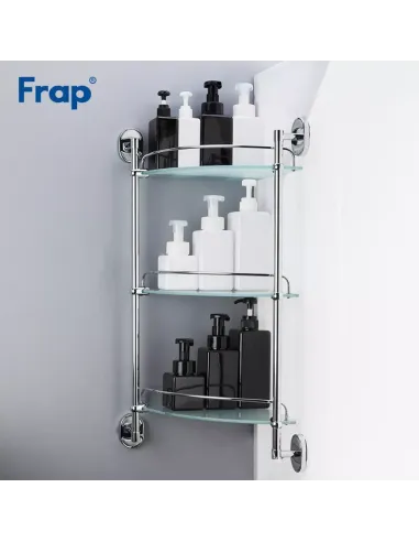 Полка для ванной Frap F1907-3, тройная, угловая, хром