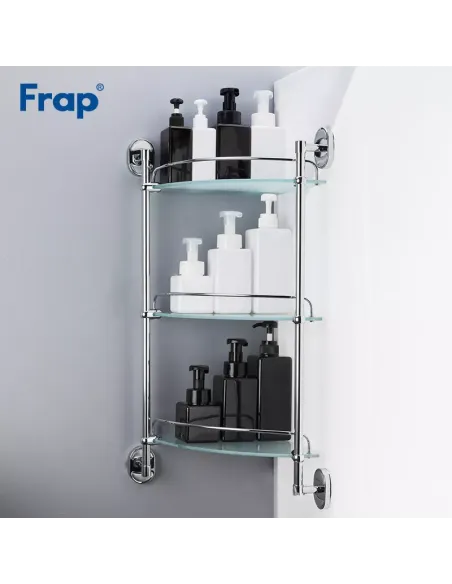 Полиця для ванної Frap F1907-3, потрійна, кутова, хром