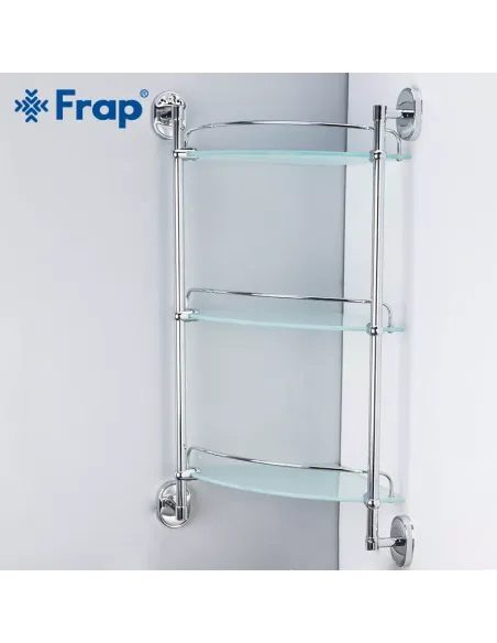Полиця для ванної Frap F1907-3, потрійна, кутова, хром
