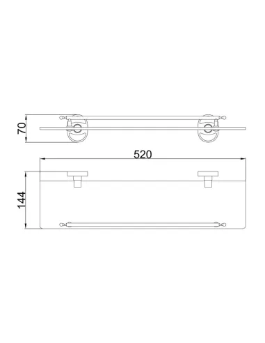 Полка для ванной Frap F1907, прямоугольная, стекло, хром