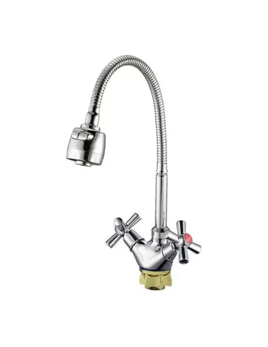 Змішувач для кухні Wezer TLH4-R722 з гнучким виливом, двовентильний