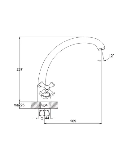 Смеситель для кухни Wezer TLB4-827 двухвентильный