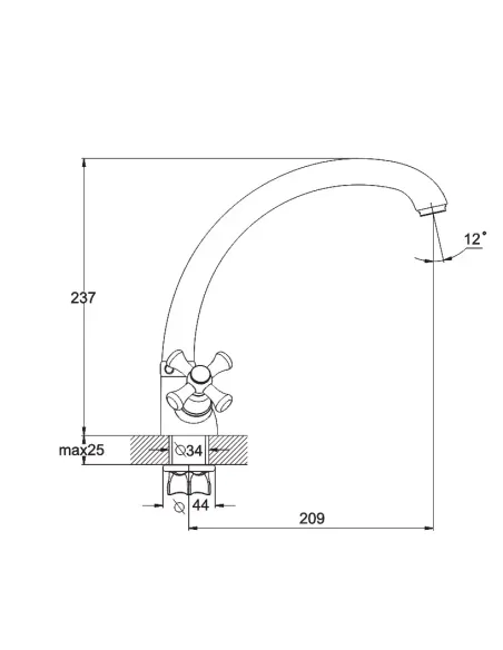 Смеситель для кухни Wezer TLB4-827 двухвентильный