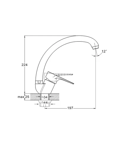 Змішувач для кухні Wezer PUD4-045 одноважільний