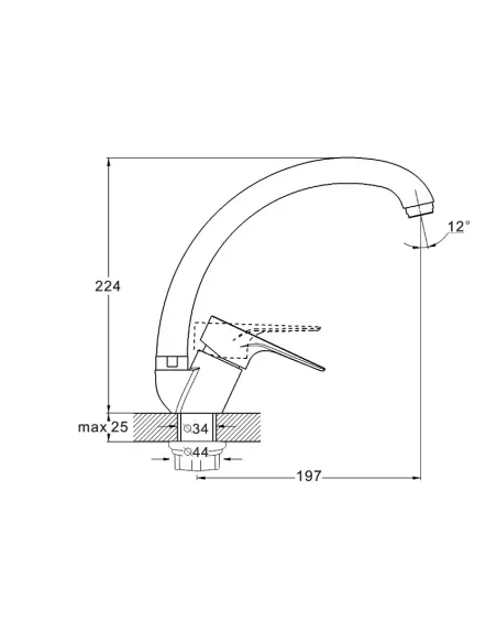 Змішувач для кухні Wezer PUD4-045 одноважільний