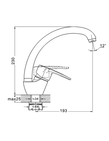 Змішувач для кухні Wezer YUB4-181 одноважільний