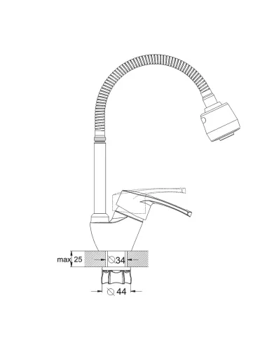 Змішувач для кухні Wezer YUB4-R279 з гнучким виливом
