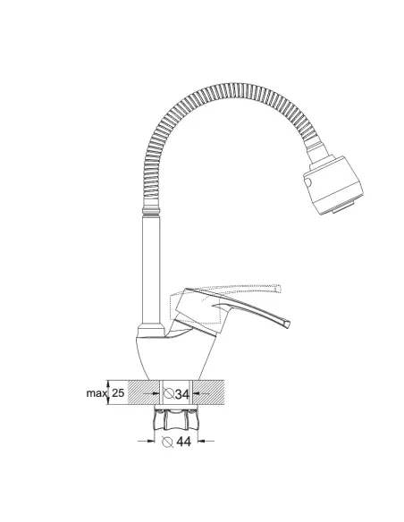 Змішувач для кухні Wezer YUB4-R279 з гнучким виливом