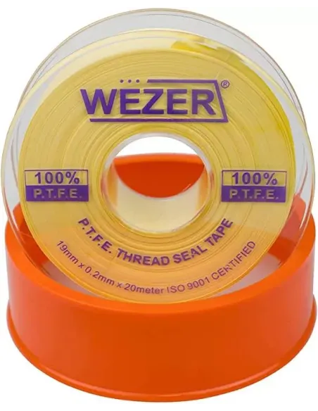 Фум лента Wezer PTFE желтая, 19x0,2 мм, 20 метров
