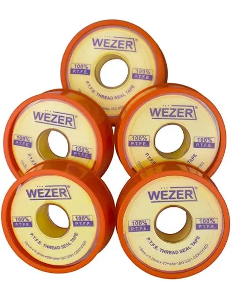 Фум стрічка Wezer PTFE жовта, 19x0,2 мм, 20 метрів