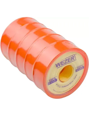 Фум лента Wezer PTFE желтая, 19x0,2 мм, 20 метров