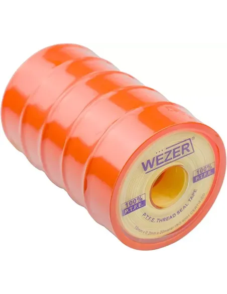 Фум лента Wezer PTFE желтая, 19x0,2 мм, 20 метров