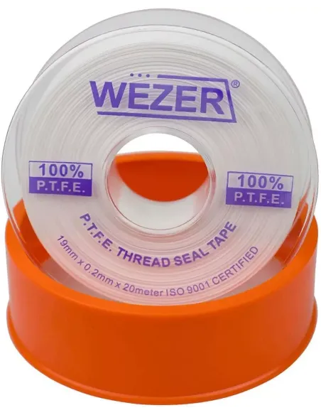 Фум лента Wezer PTFE белая, 19x0,2 мм, 20 метров