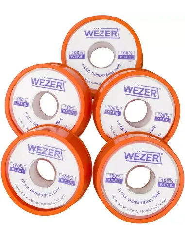 Фум стрічка Wezer PTFE біла, 19x0,2 мм, 20 метрів