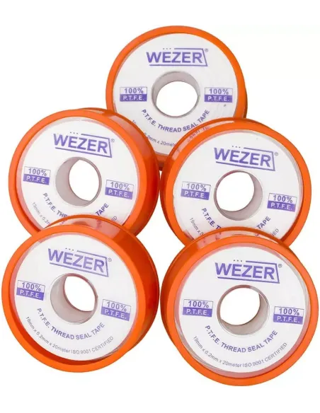 Фум лента Wezer PTFE белая, 19x0,2 мм, 20 метров