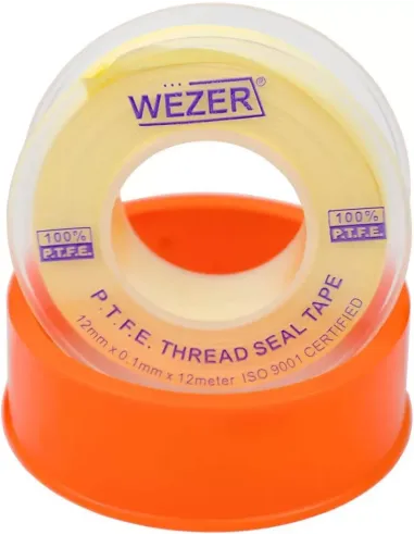 Фум стрічка Wezer PTFE жовта, 12x0,1 мм, 12 метрів