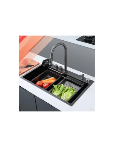 Многофункциональная кухонная мойка Zerix ZH7548-Set-01 Nano-Black со встроенным смесителем