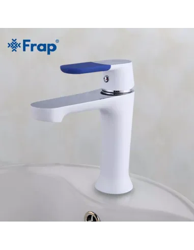 Смеситель для умывальника Frap F1034, белый, хром, однорычажный