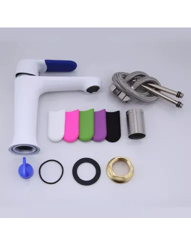 Смеситель для умывальника Frap F1034, белый, хром, однорычажный